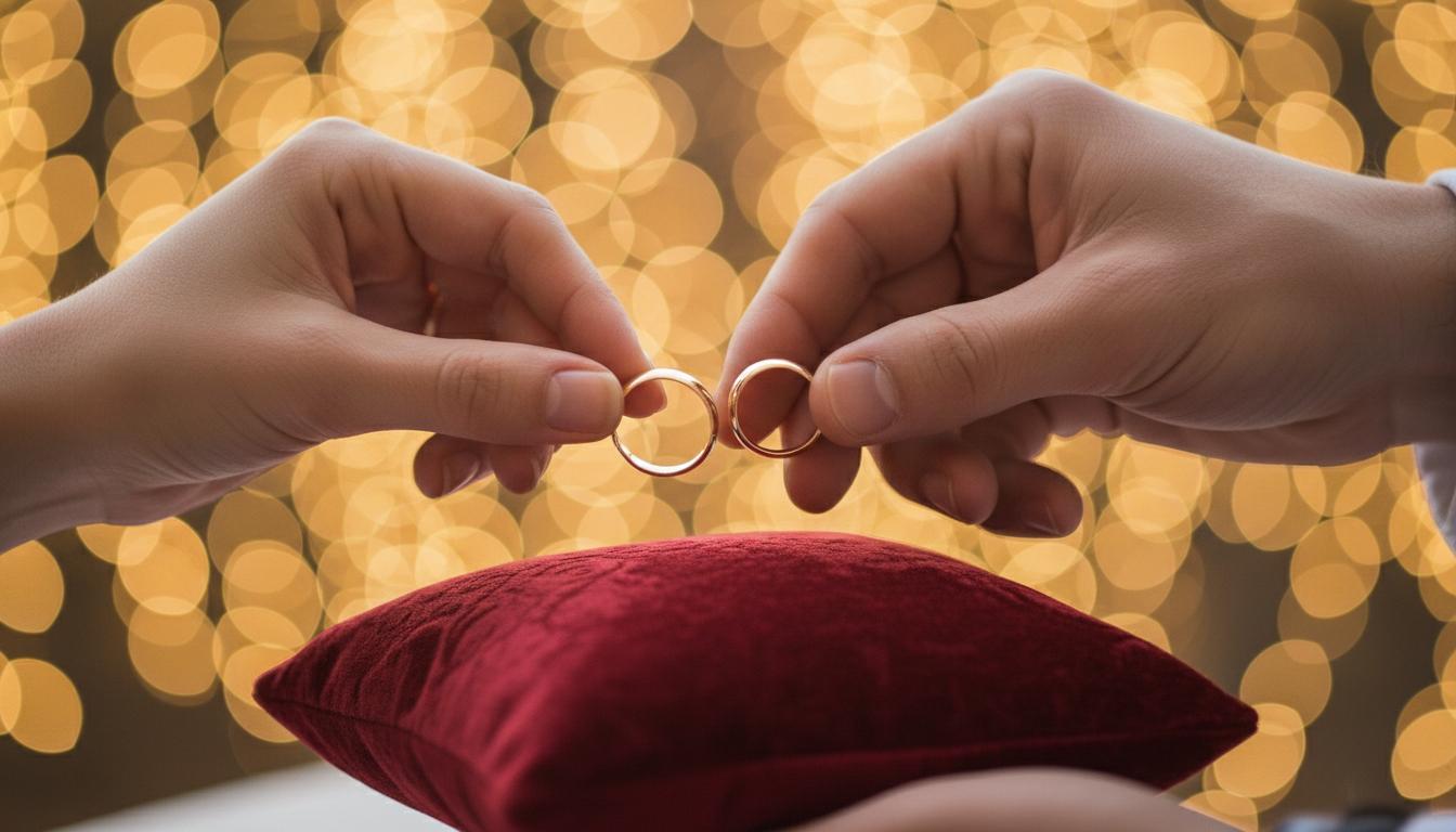 Couple exchanging rings